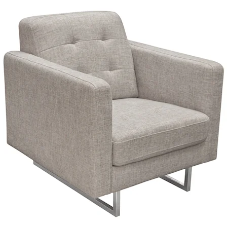 Grey Tufted Polyester Fabric Chair